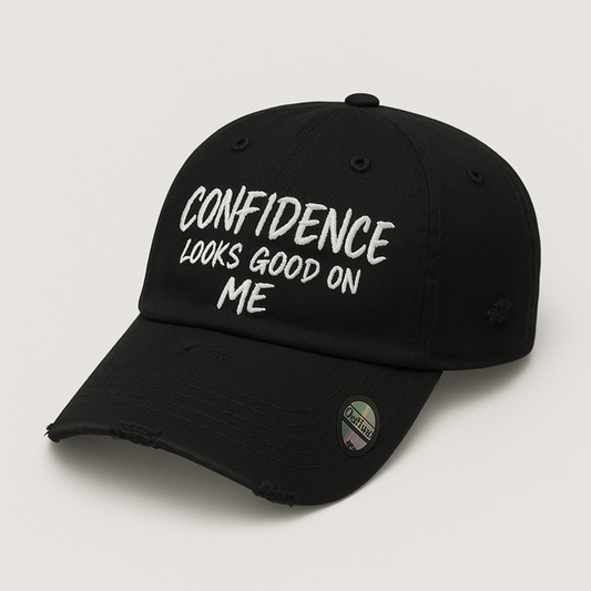 Confidence Distressed Hat (Black)