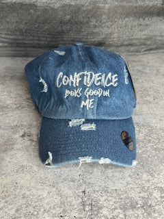 Confidence Distressed Hat (Denim)